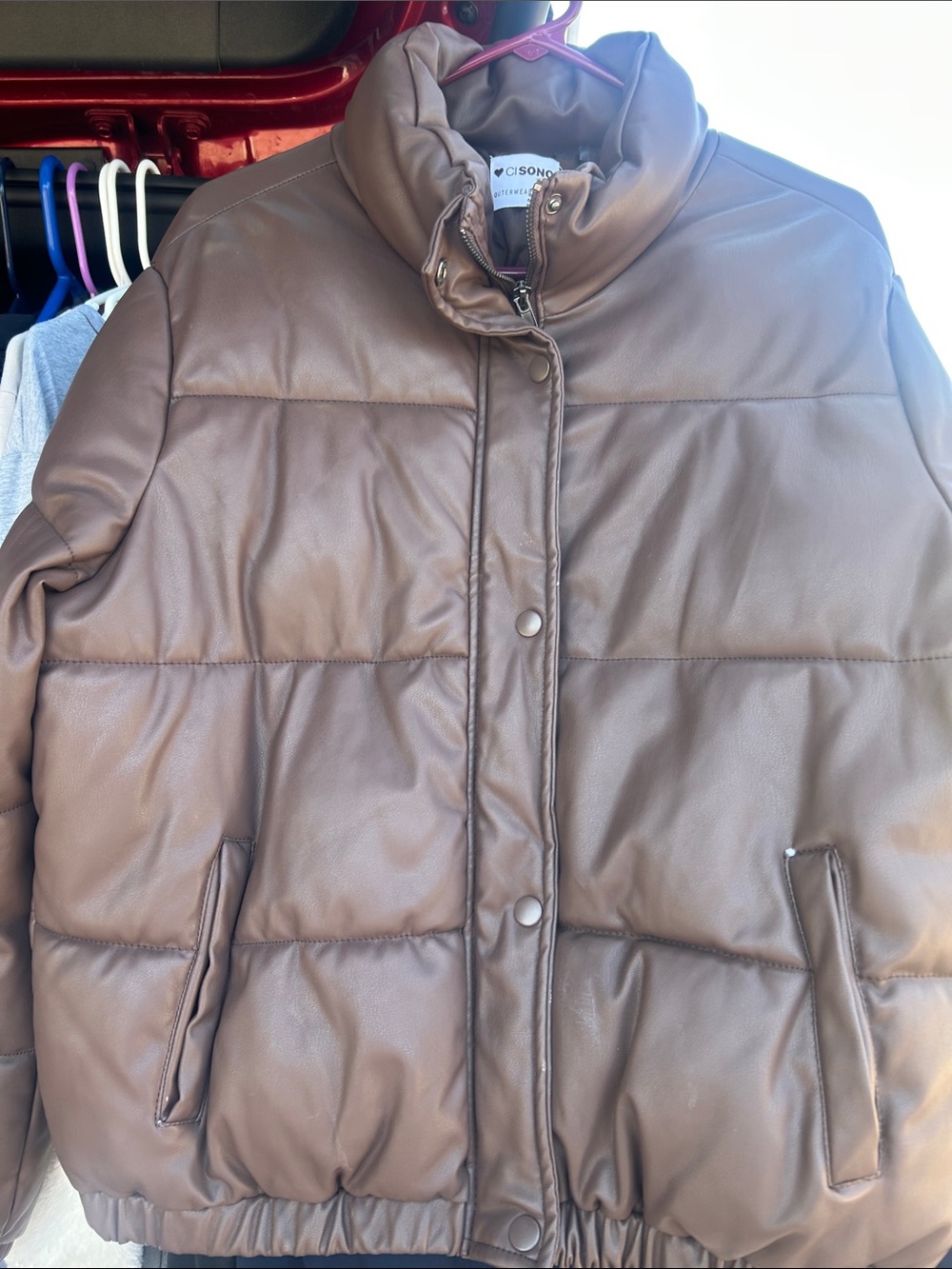 Cuyana Chocolate Brown Quilted Puffer Jacket
